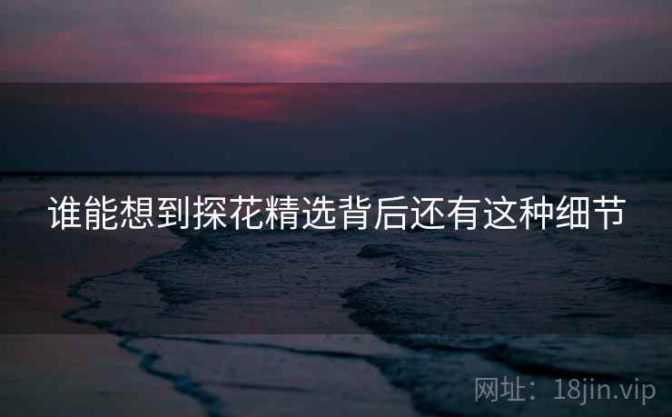 谁能想到探花精选背后还有这种细节 谁能想到探花精选背后还有这种细节